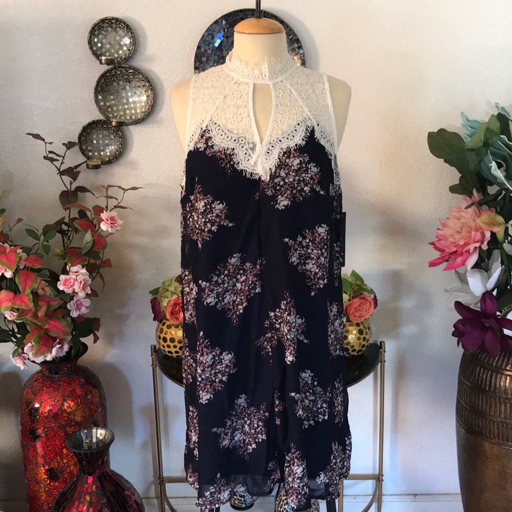 NWT Sequin Hearts lace floral dress size XL
